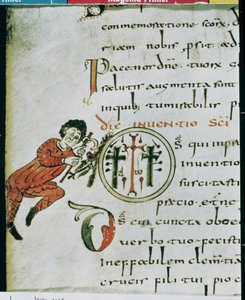 Geïllustreerde initiaal O, uit het Sacramentarium van Gellone door French School