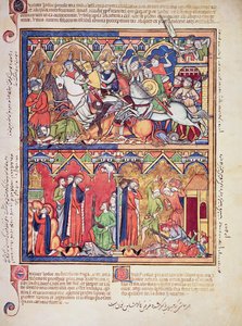 Ms M 638 fol.10r Jozua, uit de Morgan Picture Bible, ca. 1244-54 door French School