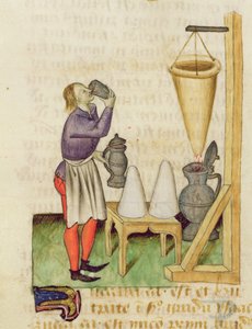 Ms. Tractatus de Herbis door Dioscorides, fol.142r Alcohol Maken door French School