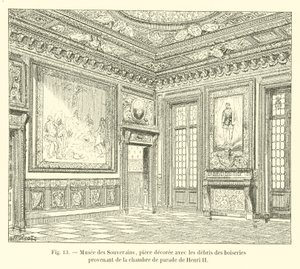 Museum van de Soevereinen, kamer versierd met de overblijfselen van het houtwerk afkomstig uit de parade kamer van Hendrik II door French School
