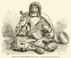 Joodse muzikant, kostuum van Mogador in Marokko (gravure) door French School