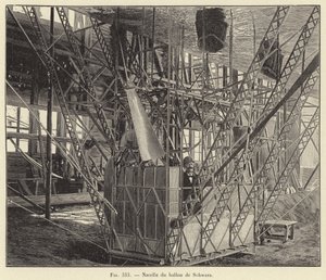 Mand van de ballon van Schwarz (gravure) door French School