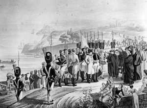 Napoleon (1769-1821) arriveert op het eiland Elba, 1814