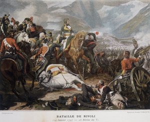 Napoleon bij de Slag bij Rivoli op 14 januari door French School