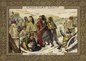 Napoleons Grande Armee steekt de rivier Berezina over tijdens de terugtocht uit Rusland, 1812