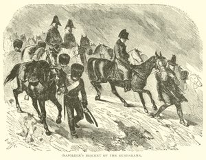 Napoleons afdaling van de Guadarama (gravure)