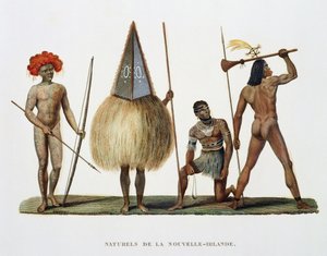 Inboorlingen van Nieuw-Ierland, uit Voyage autour du Monde, uitgevoerd in opdracht van de koning op La Corvette de Sa Majeste, La Coquille tijdens de jaren 1822, 1823, 1824 en 1825 door French School