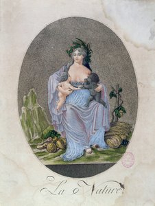 Natuur die een zwart en een wit baby borstvoeding geeft, c.1792