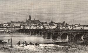 Nevers - Nièvre in regio Bourgondië - gravure in 