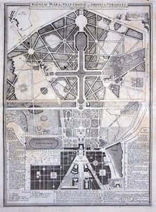 Nieuw Plan van de Stad, Kasteel en Tuinen van Versailles, 1714, uit Les Plans, Profils et Elevations des Villes et Chateau de Versailles, gepubliceerd ca. 1715