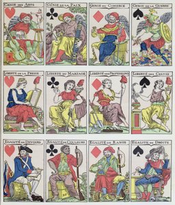 Nieuwe speelkaartontwerpen uit de Franse Revolutie, 1793
