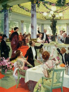 Oudejaarsavond in een restaurant, illustratie uit La Vie Heureuse magazine, 15 december 1912
