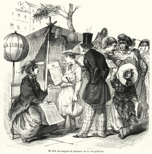 Kiosk op een openbare doorgang (gravure) door French School