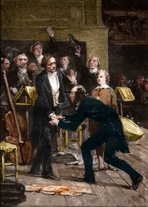 Niccolo Paganini en Hector Berlioz, na een fantastische uitvoering van een symfonie