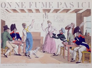 Niet Roken karikatuur tegen de aanwezigheid van de Geallieerde Troepen in Parijs, 1815 door French School