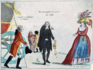 Adel, geestelijkheid en bourgeoisie zonder geld, karikatuur van de revolutie, eind 18e eeuw door French School