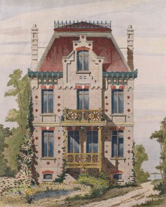 Normandische villa in Villers sur mer, Normandië, illustratie uit Le Moniteur des architectes, 1883 door French School