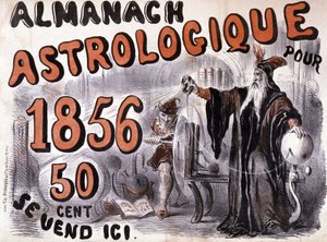 Nostradamus, astroloog die de toekomst verlicht - in Almanach Astrologique van 1856 door French School