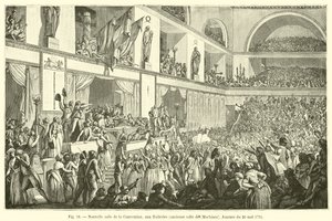 Nieuwe zaal van de Conventie, in de Tuilerieën, voormalige Machineszaal, Dag van 20 mei 1795 door French School