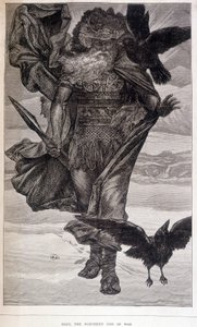 Odin, Germaanse god van oorlog en poëzie - gravure