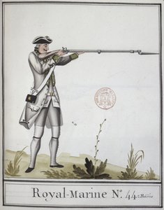Officier van de Marine Royale met een bajonetgeweer, 1768 door French School