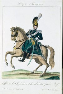 Officier van de Koninklijke Ruiterwacht, uit Troupes Francaises, uitgegeven bij Basset, Parijs