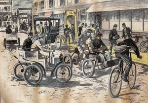 Op 5 oktober 1899 presideerde staatssecretaris Leon Mougeot over de eerste tests van fietsen en verschillende auto