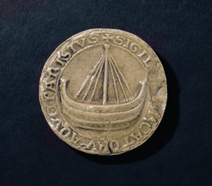 Een van de oudste overgebleven zegels van de stad Parijs, c.1210 door French School