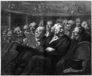 Orkeststoelen. Cartoon door Honore Daumier (1808-1879). Gravure in 