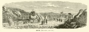Ostia, haven van het oude Rome, Italië (gravure)
