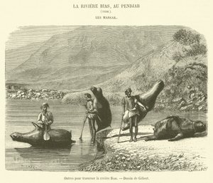 Luchtzakken om de Bias-rivier over te steken