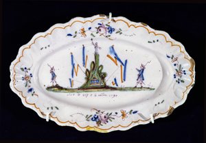 Ovale plaat met de inscriptie Vive le Roi et la Nation 1790, Nevers werkplaats door French School