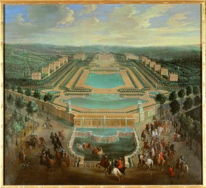 Overzicht van het Chateau de Marly, Grand Trianon, Versailles, Frankrijk (foto)