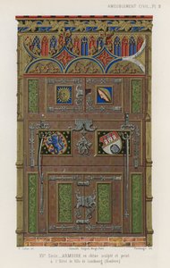Geschilderde eikenhouten kast in het stadhuis van Lüneburg door French School