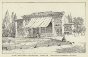 Paleis van Bash No, Shiraz, perspectiefweergave door French School