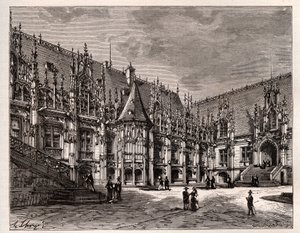 Paleis van justitie van Rouen voormalig parlement van Normandië - gravure in 