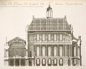 Palais du Louvre: de Koninklijke Kapel, doorsnede, ca. 1720 door French School