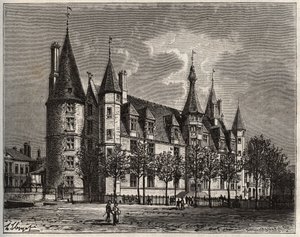 Hertogelijk paleis van Nevers - Kasteel uit de 15e - 16e eeuw - gravure in 