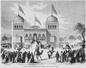 Parc du Montsouris: het Palais du Bey in Tunis op de Wereldtentoonstelling van 1867. door French School