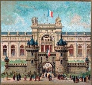 Parijs. Wereldtentoonstelling van 1889: Het Paleis van het Ministerie van Oorlog. door French School