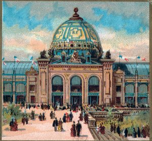 Parijs. Wereldtentoonstelling van 1889: Uitzicht op het Palais des Beaux-Arts. door French School