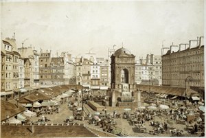 Parijs, de Markt en de Fontein van de Onschuldigen door French School