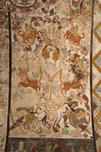 Parochiekerk (Església de la Mare de Déu de Solers). Interieur. De beuken. Muurschilderingen. Detail. 16e eeuw (?). door French School