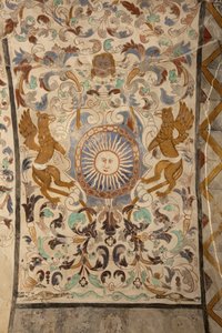 Parochiekerk (Església de la Mare de Déu de Solers). Interieur. De beuken. Muurschilderingen. Detail. 16e eeuw (?). door French School