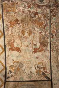 Parochiekerk (Església de la Mare de Déu de Solers). Interieur. De beuken. Muurschilderingen. Detail. 16e eeuw (?).