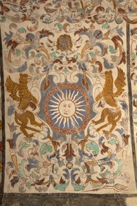Parochiekerk (Església de la Mare de Déu de Solers). Interieur. De beuken. Muurschilderingen. (detail) 16e eeuw (?)