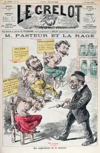 Pasteur en hondsdolheid, karikatuur van de experimenten van Louis Pasteur (1822-95) uit Le Grelot, 8 november 1885