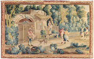 Pastorale wandtapijt, Aubusson, midden 18e eeuw
