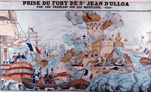 Banketbakkersoorlog: invasie van Mexico door Franse troepen op 27 november 1838, Slag bij Veracruz (Epinal print)