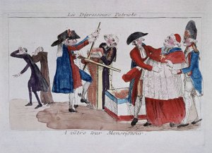 Patriot scant: commissarissen die geestelijken in een pers laten afvallen, eind 18e eeuw